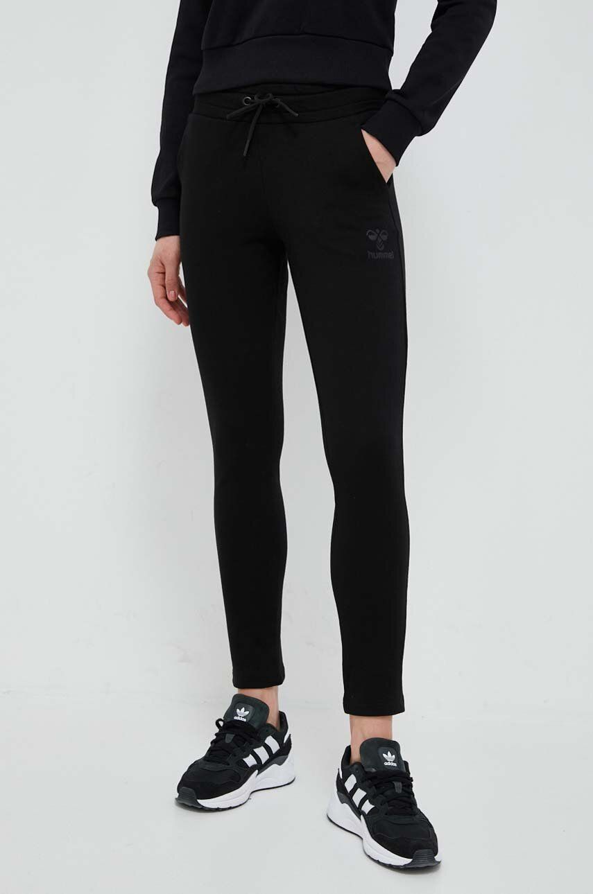 Hummel pantaloni de trening culoarea negru, cu imprimeu