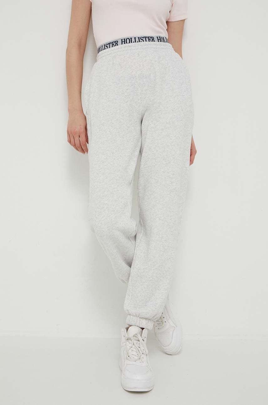 Hollister co. pantaloni de trening culoarea gri, melanj