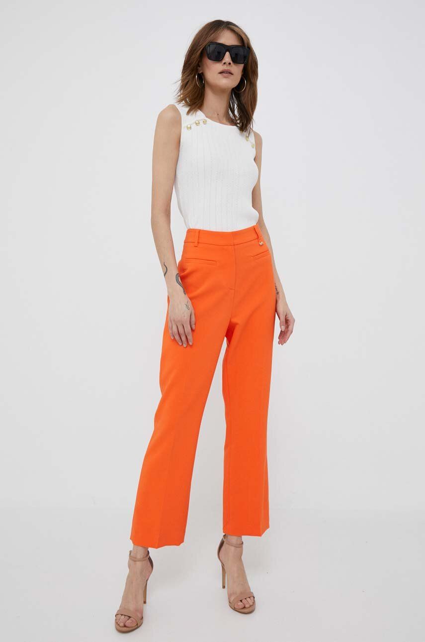 Artigli pantaloni femei, culoarea portocaliu, drept, high waist answear.ro