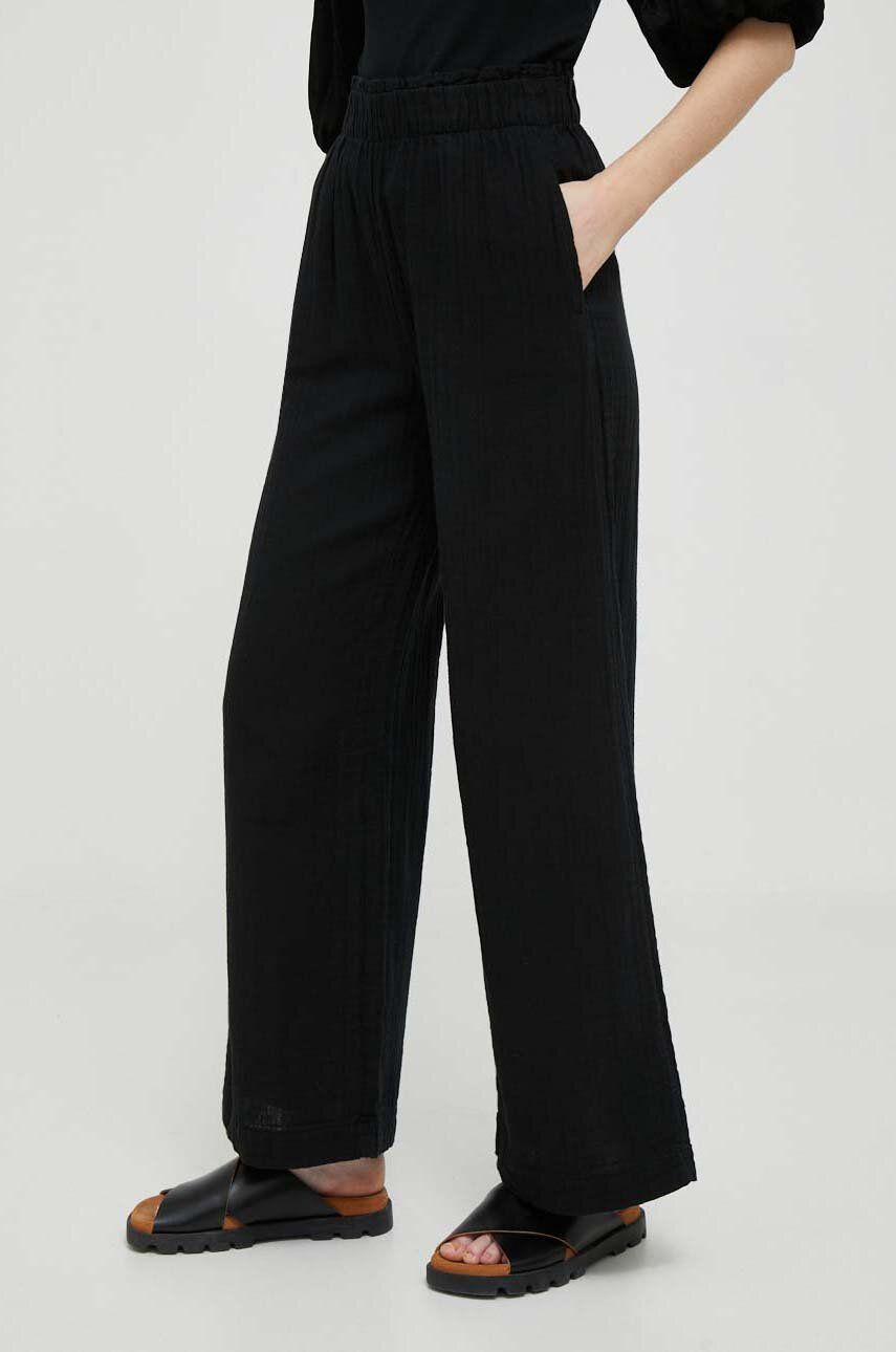 GAP pantaloni de bumbac culoarea negru, lat, high waist