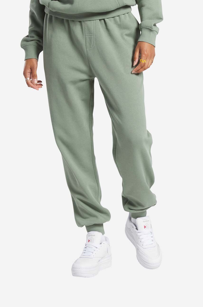 Reebok Classic pantaloni de bumbac Classic AE Archive Fit culoarea verde, neted IC0194-green