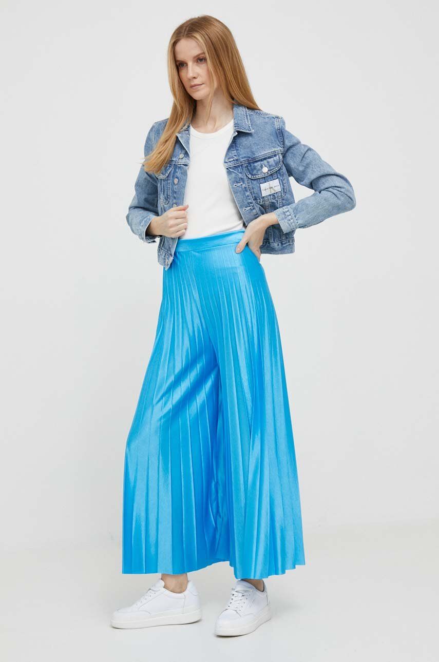 Kalhoty Artigli dámské, široké, high waist - modrá -  100 % Polyester