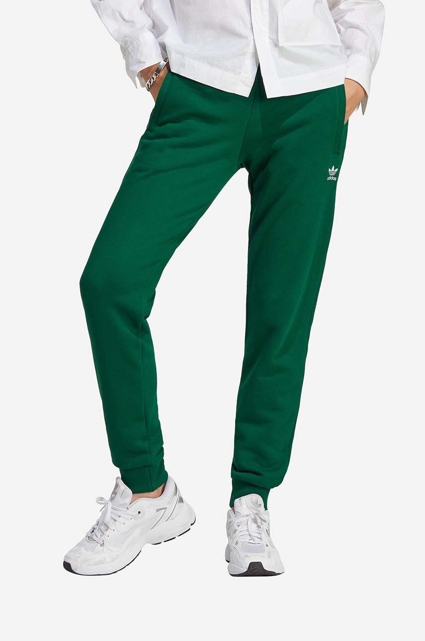 adidas Originals pantaloni de trening din bumbac culoarea verde, neted IA6480-green