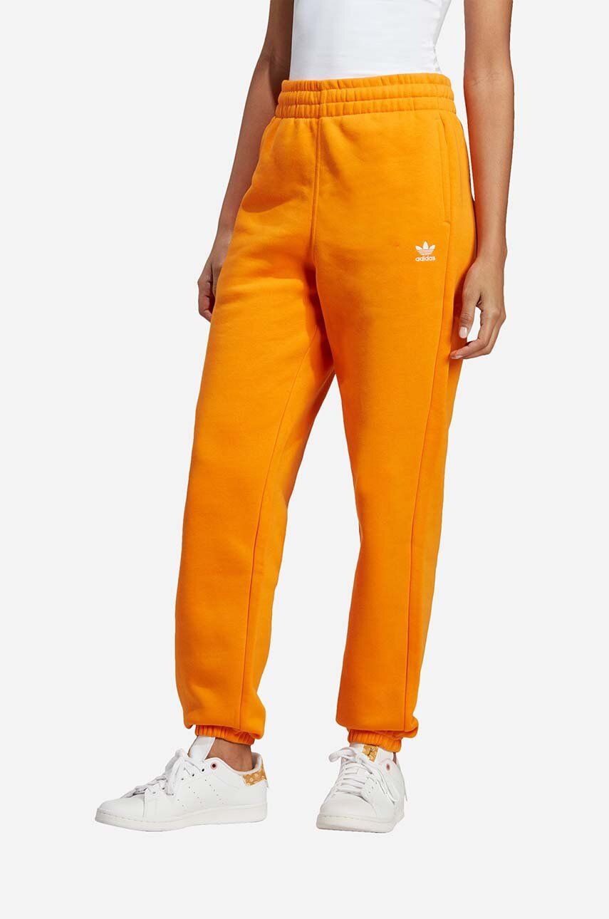 adidas Originals pantaloni de trening din bumbac culoarea portocaliu, uni IK7689-POMARANCZ