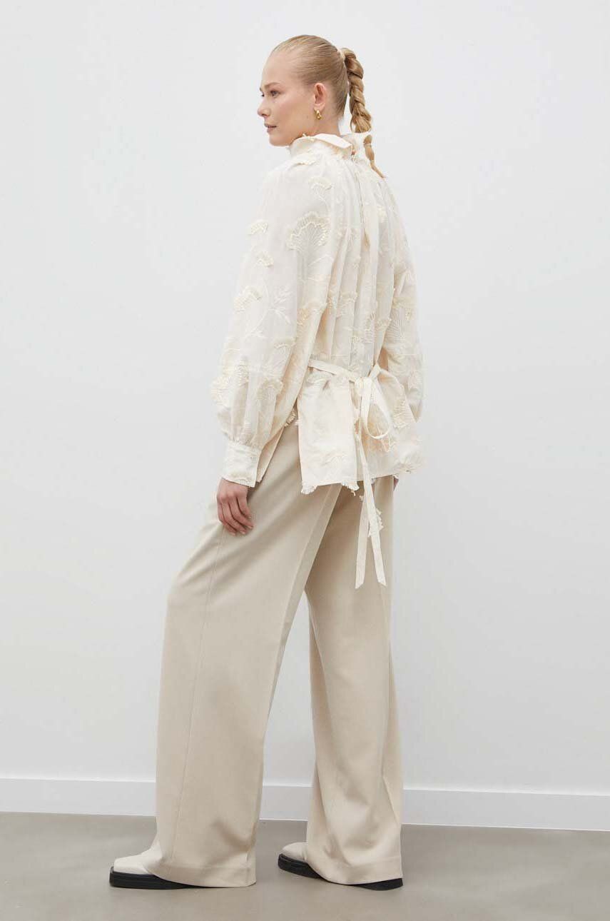 Kalhoty 2NDDAY dámské, béžová barva, jednoduché, high waist - béžová -  Hlavní materiál: 75 % P