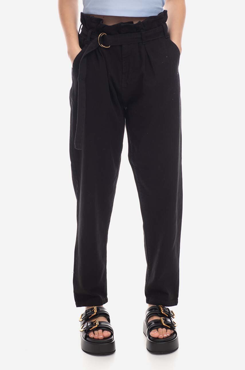 Alpha Industries pantaloni de bumbac Paperbag culoarea negru, fit chinos, high waist 136023.03-black