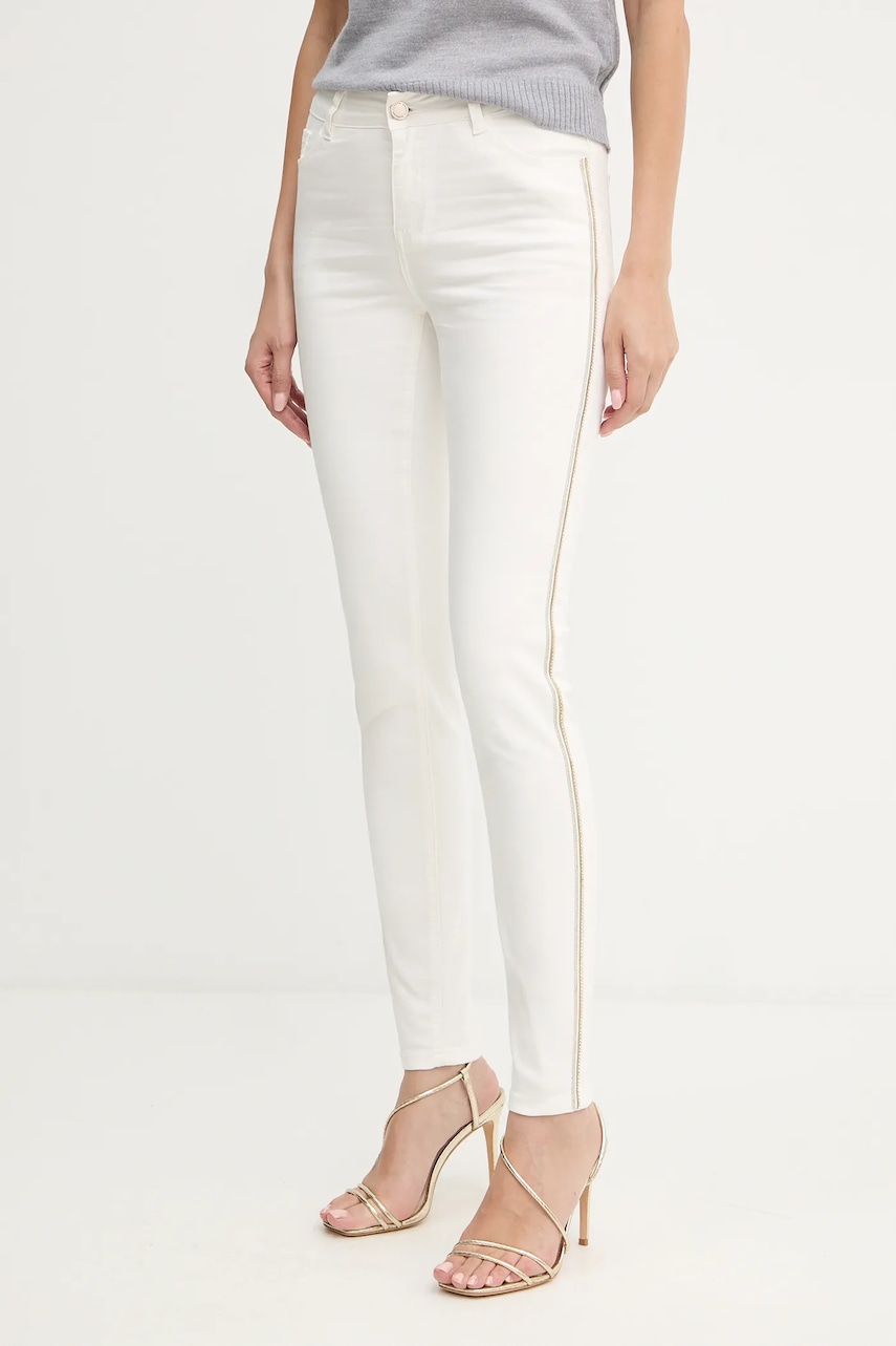 Morgan pantaloni culoarea alb, mulata, medium waist