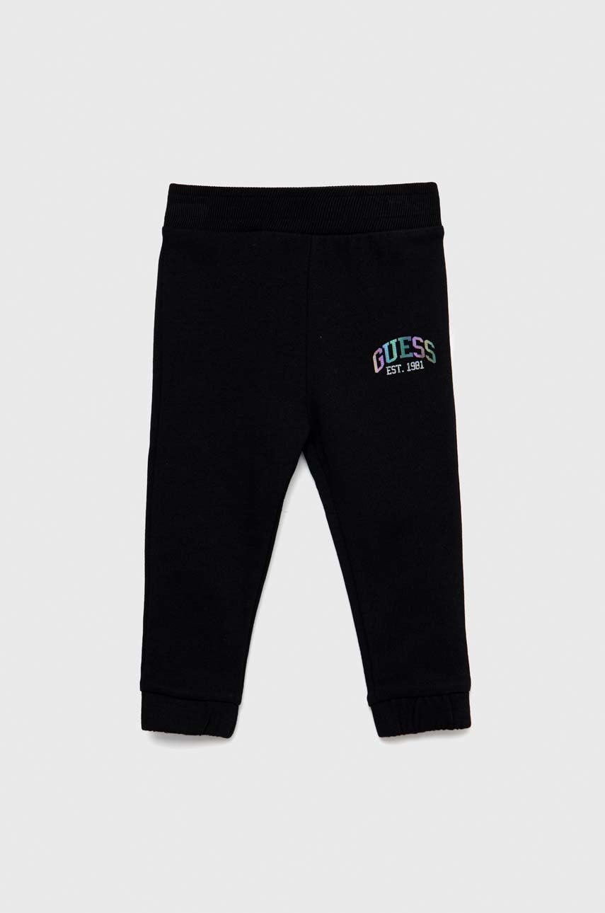 Детские хлопковые штаны Guess цвет чёрный однотонные