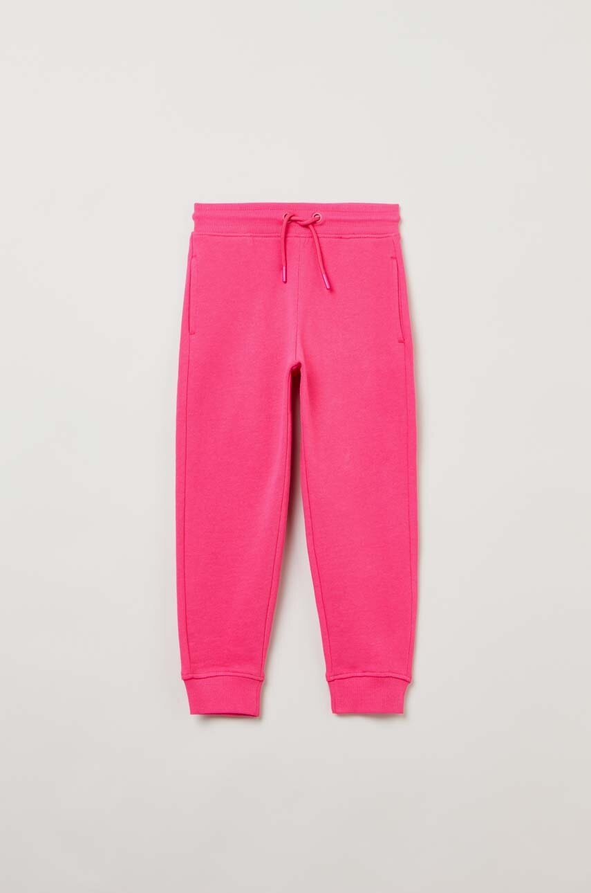 Детские хлопковые штаны OVS цвет розовый однотонные Детские хлопковые штаны OVS цвет розовый однотонные