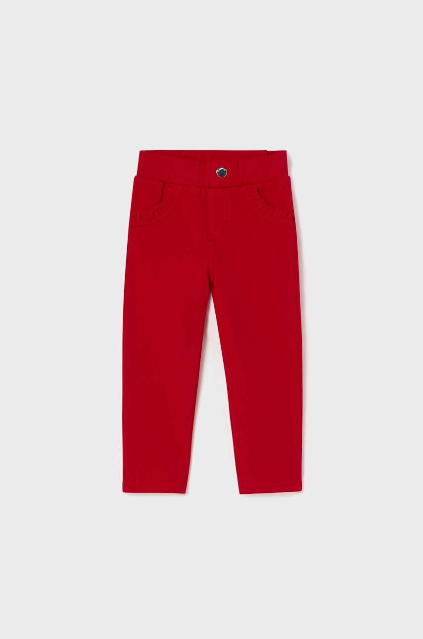 Kojenecké kalhoty Mayoral červená barva, hladké - červená -  95 % Bavlna