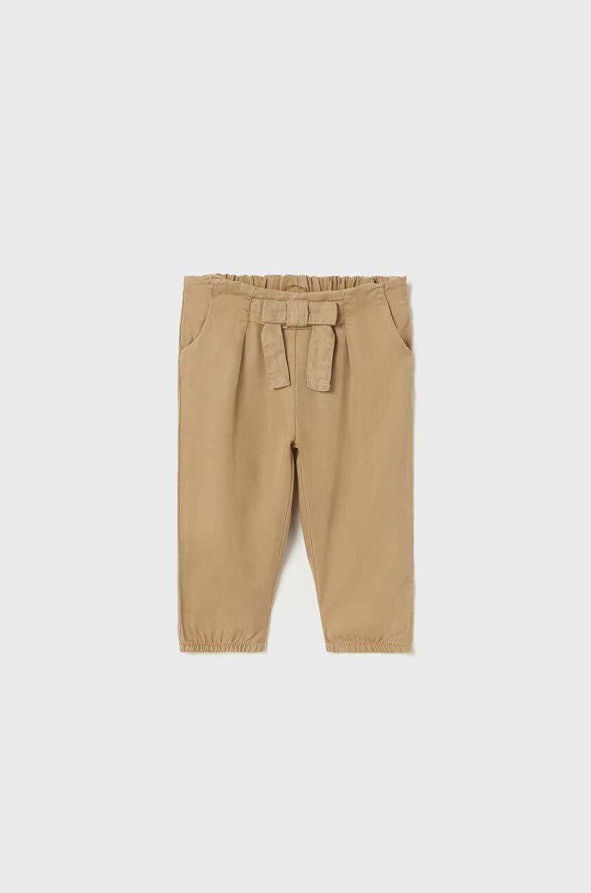 Mayoral pantaloni bebe culoarea bej, neted