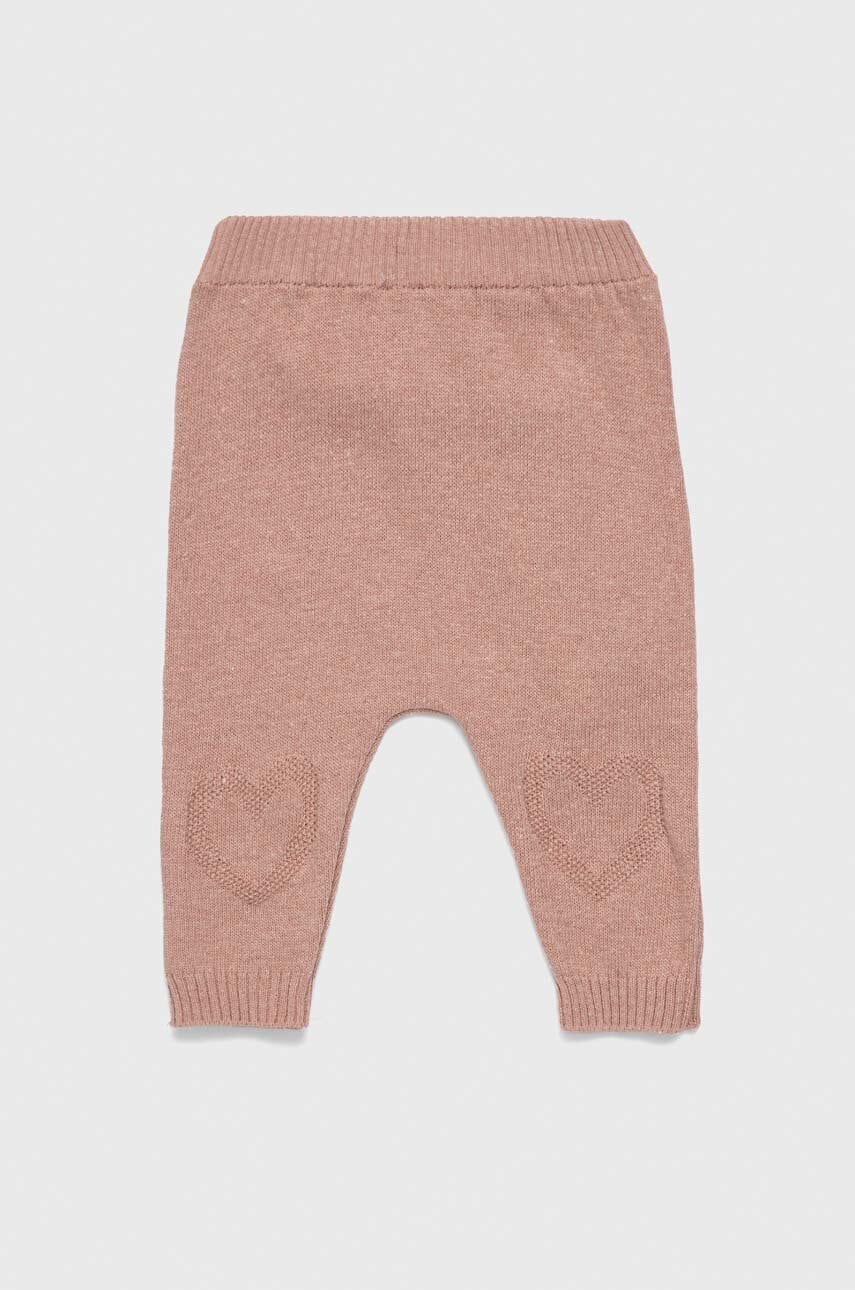 United Colors of Benetton pantaloni bebe culoarea roz, neted