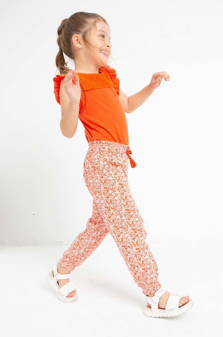 Дитячі бавовняні штани Mayoral колір помаранчевий візерунок