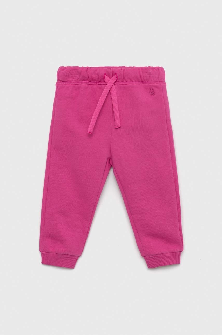 

Детские хлопковые брюки United Colors of Benetton цвет фиолетовый однотонные