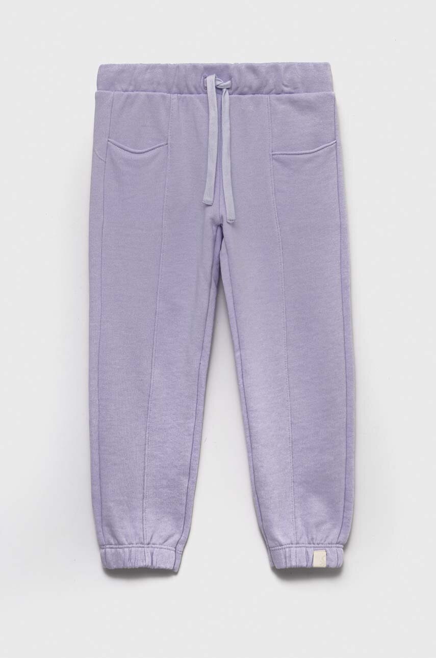 United colors of benetton pantaloni de trening culoarea violet, neted