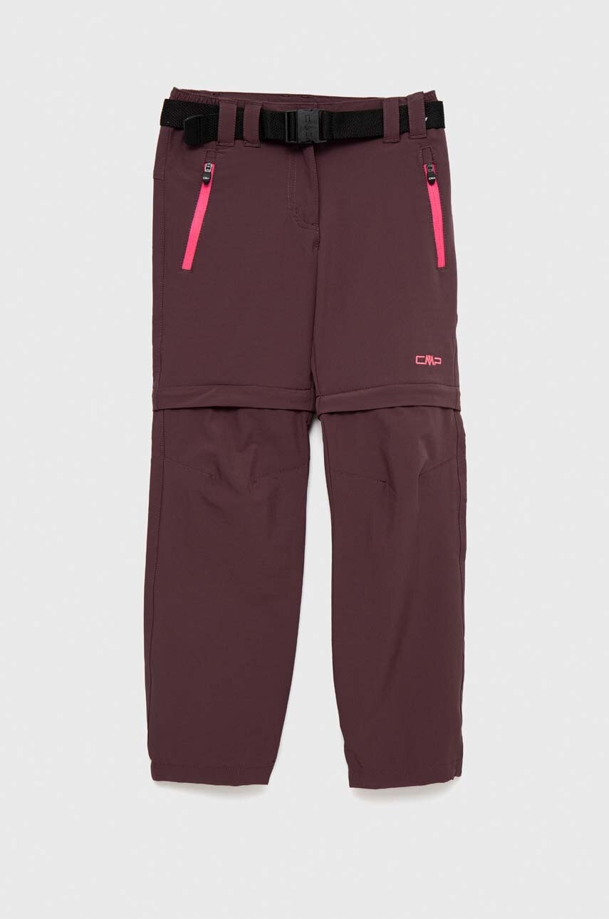 Dětské kalhoty CMP vínová barva - burgundské -  89 % Polyester