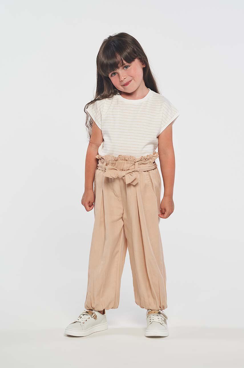 Dětské kalhoty Birba&Trybeyond béžová barva, hladké - béžová -  100 % Lyocell