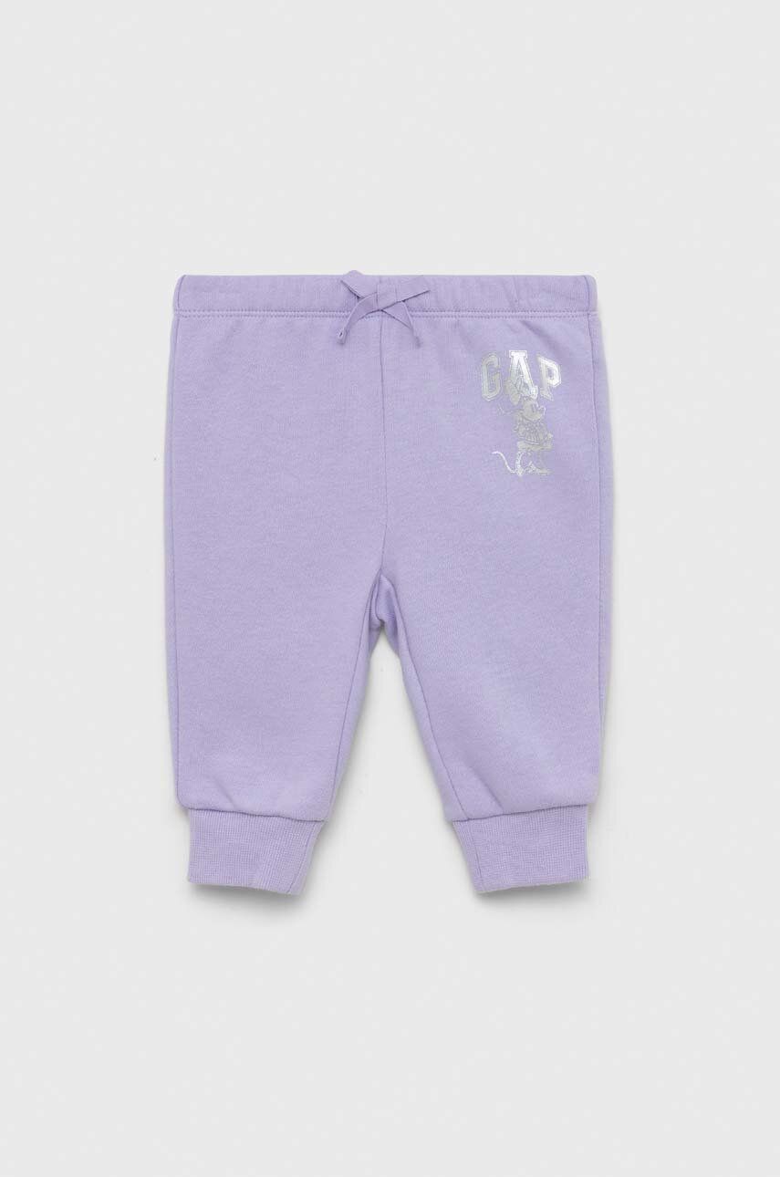 GAP pantaloni de trening pentru bebeluși x Disney culoarea violet, cu imprimeu
