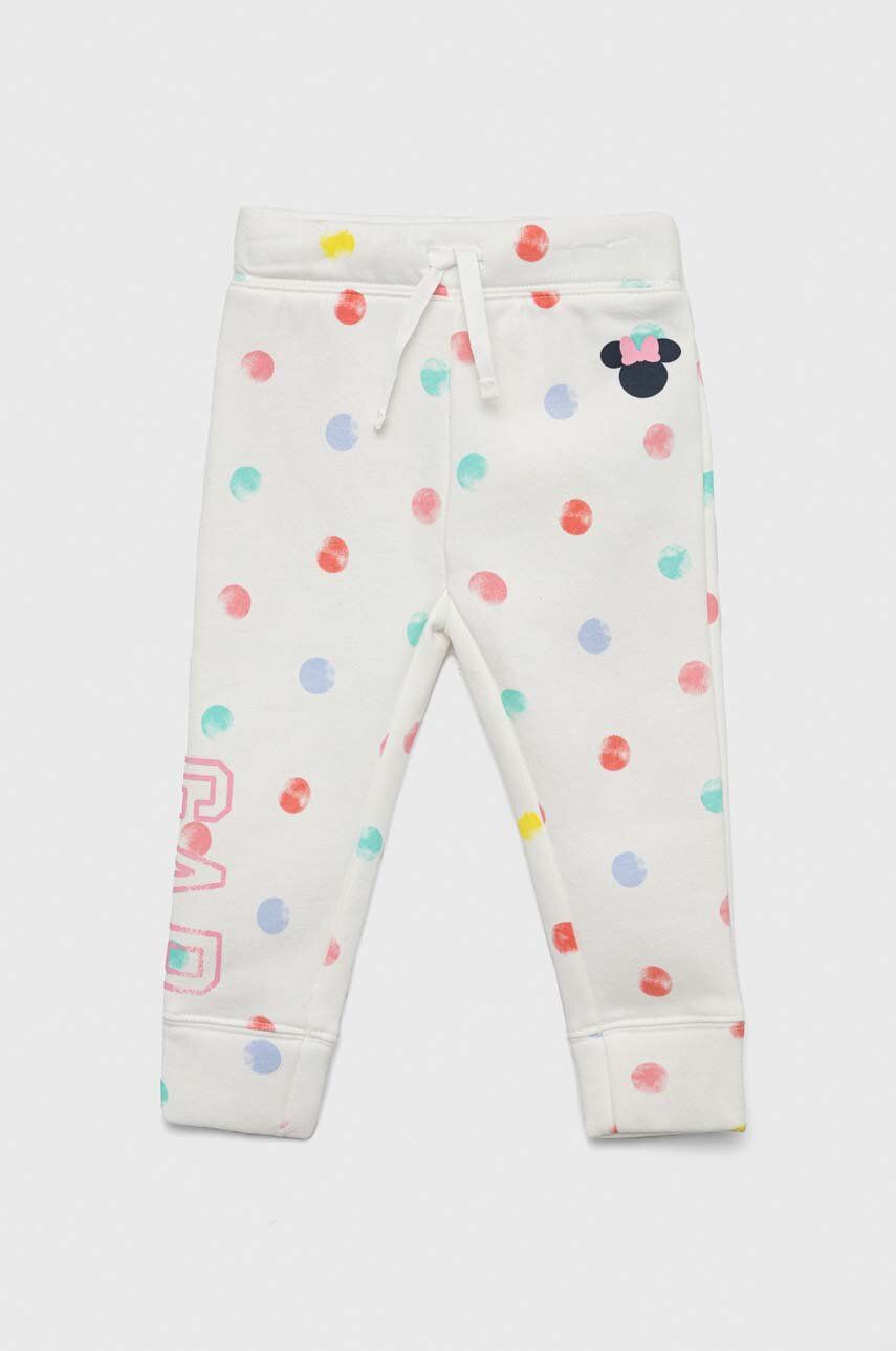 GAP pantaloni de trening pentru copii x Disney culoarea alb, cu imprimeu