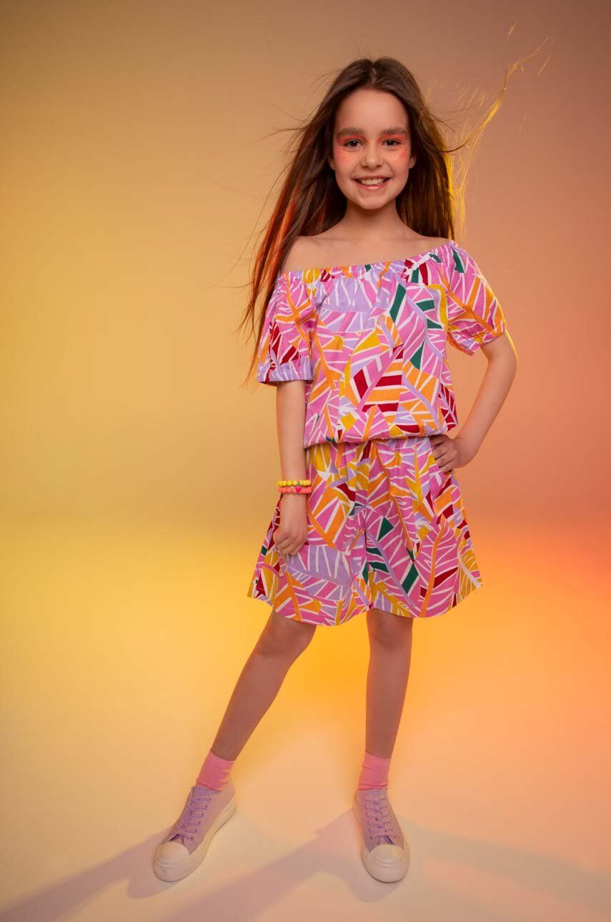 Dětské bavlněné šortky Coccodrillo fialová barva, vzorované - fialová -  100 % Bavlna