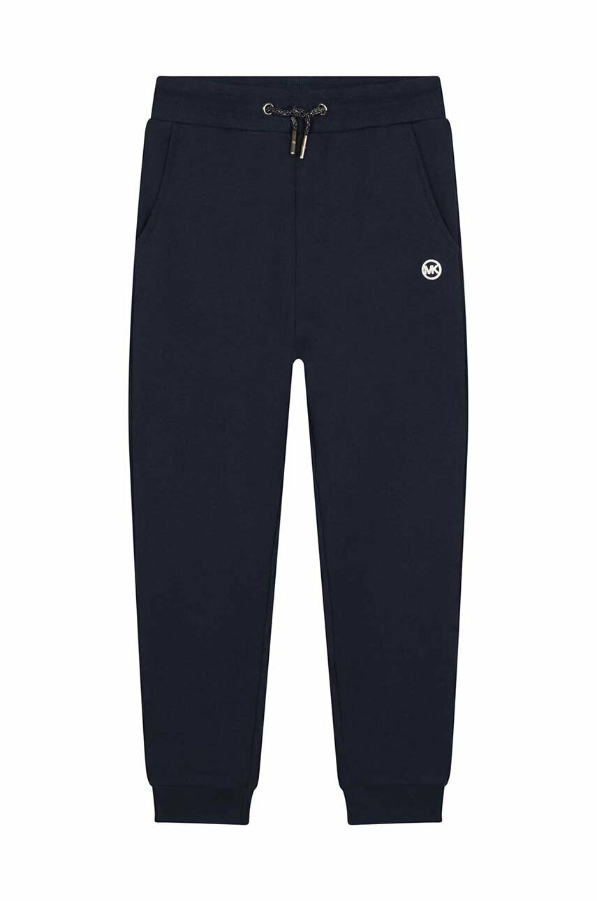 Michael kors pantaloni de trening din bumbac pentru copii culoarea albastru marin, neted