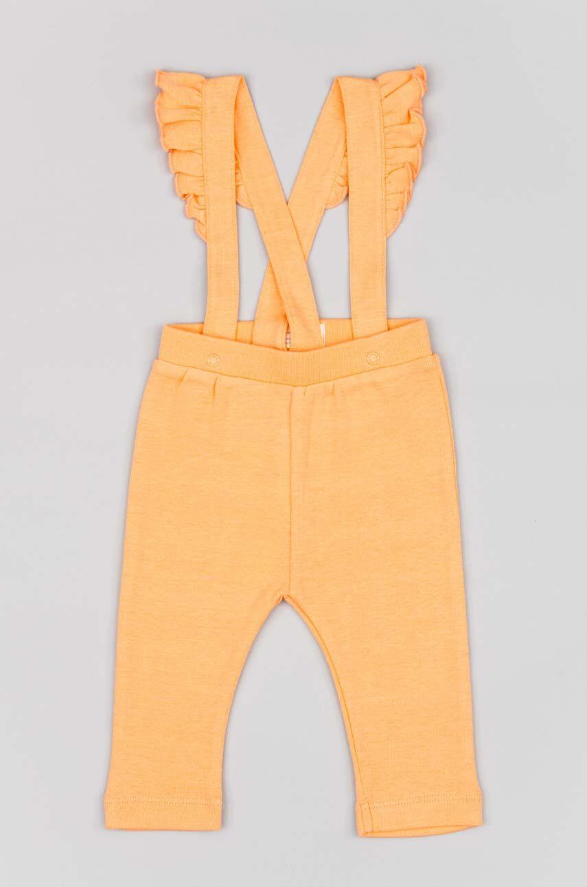 zippy pantaloni de bumbac pentru copii culoarea portocaliu, neted