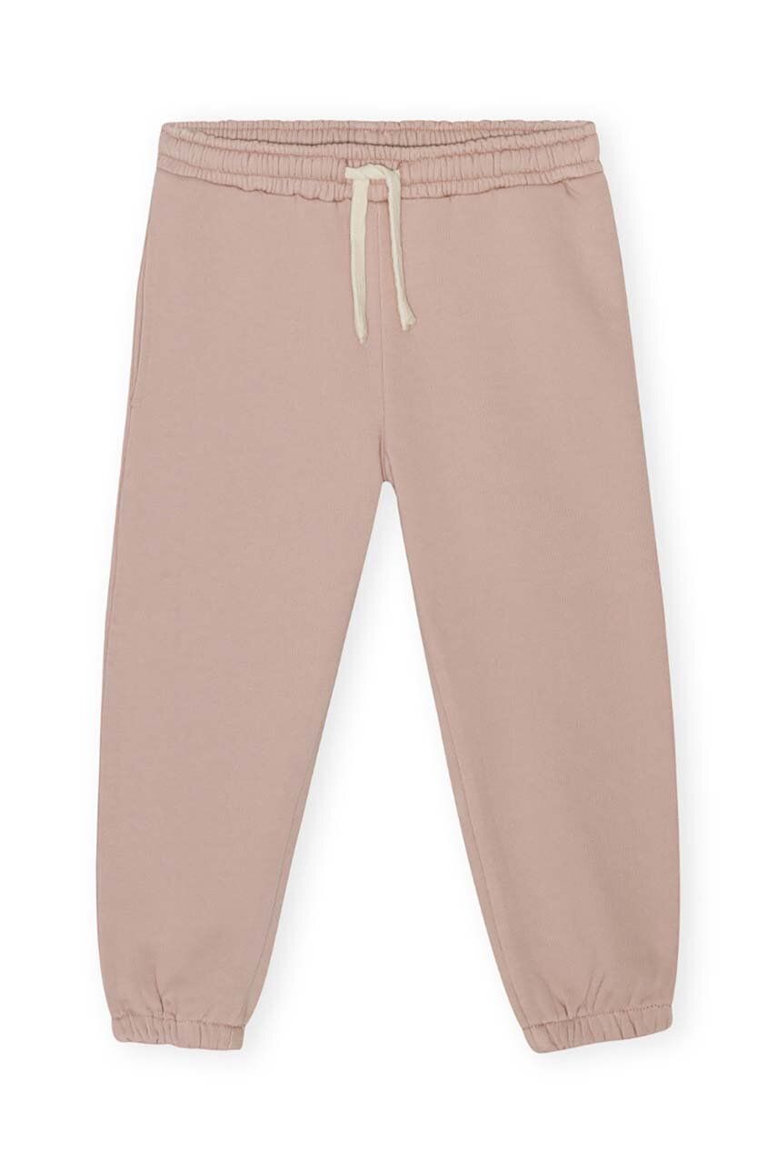 Konges Sløjd pantaloni de trening pentru copii culoarea roz, neted