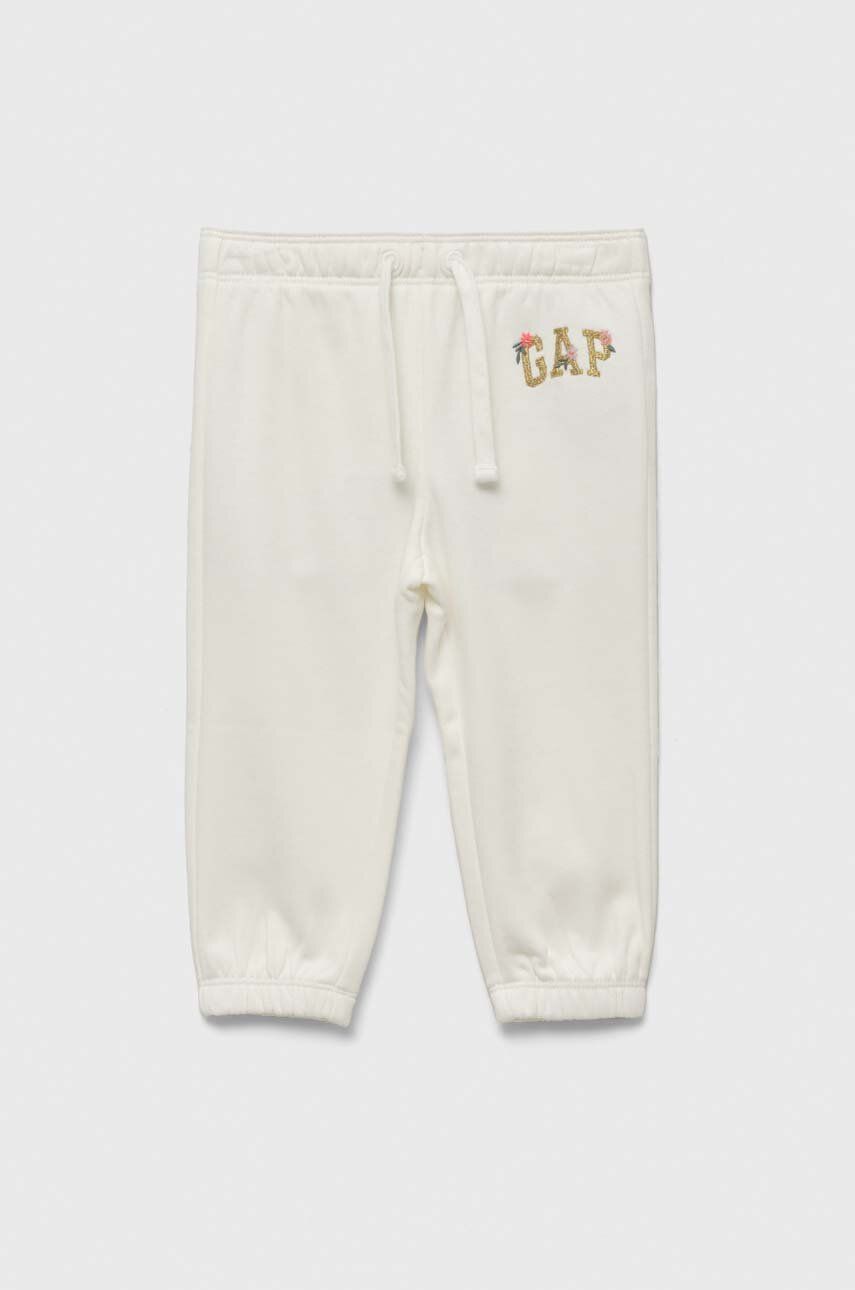 Gap GAP spodnie dresowe dziecięce kolor biały z aplikacją
