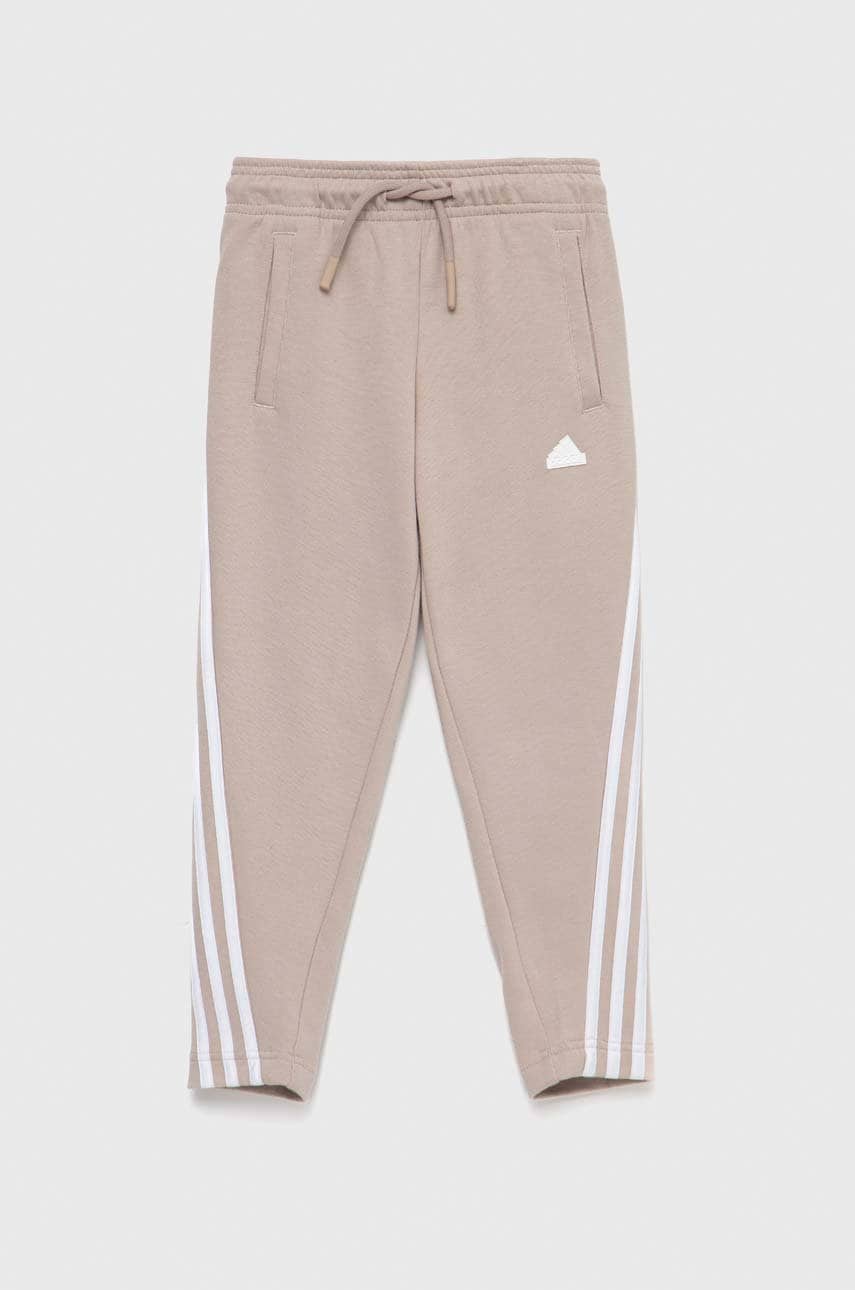 Adidas pantaloni de trening pentru copii u fi 3s culoarea bej, cu imprimeu