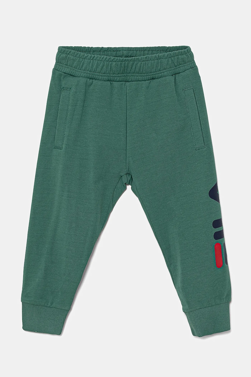Fila pantaloni de trening pentru copii culoarea verde, cu imprimeu Fila pantaloni de trening pentru copii culoarea verde, cu imprimeu