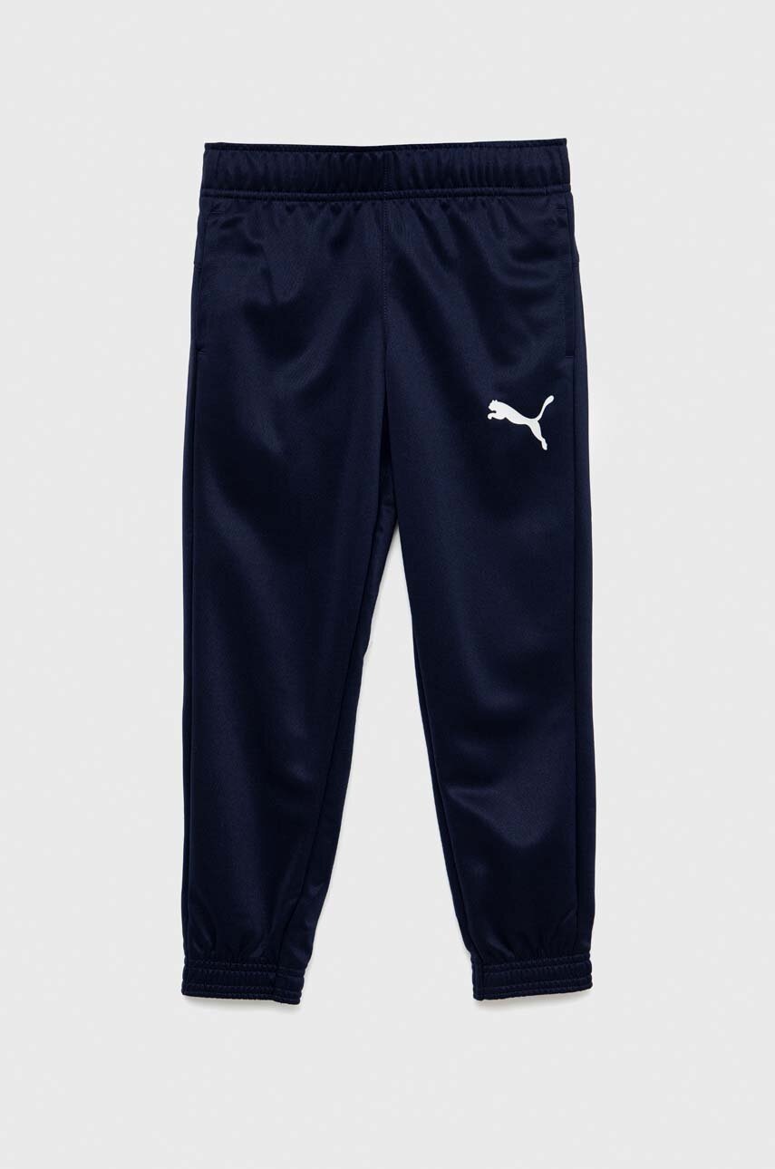 Levně Dětské tepláky Puma ACTIVE Tricot Pants cl B tmavomodrá barva, hladké