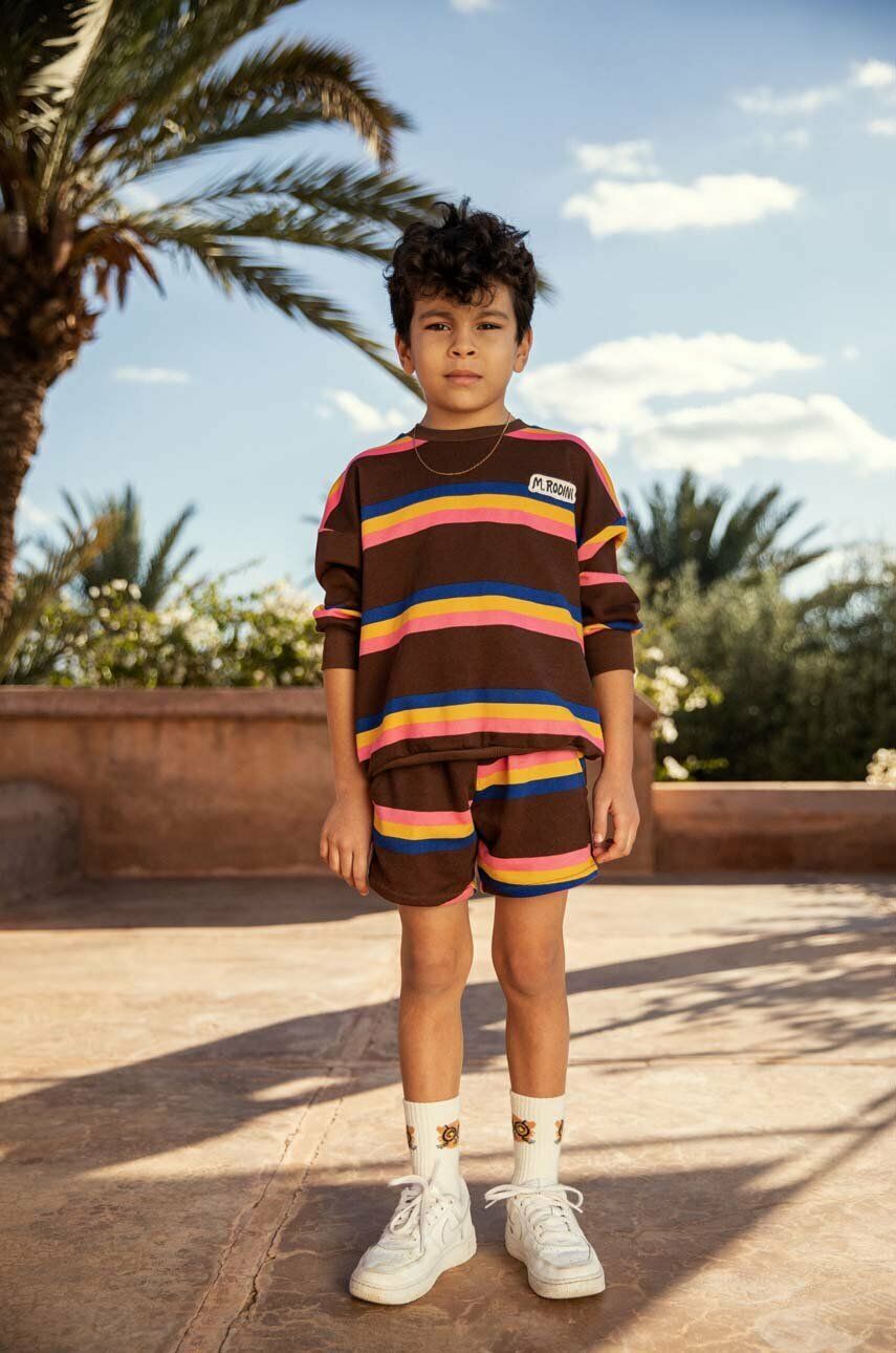 Mini Rodini pantaloni scurți din bumbac pentru copii culoarea maro, modelator