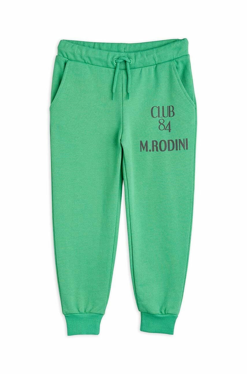 Mini Rodini pantaloni de trening din bumbac pentru copii culoarea verde, cu imprimeu