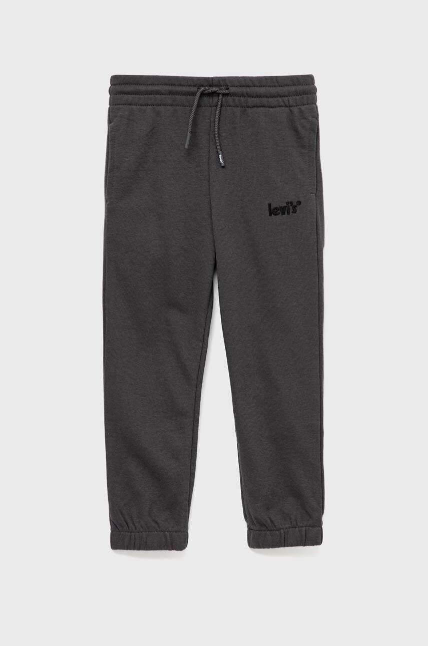 Levi\'s pantaloni de trening pentru copii culoarea gri, neted