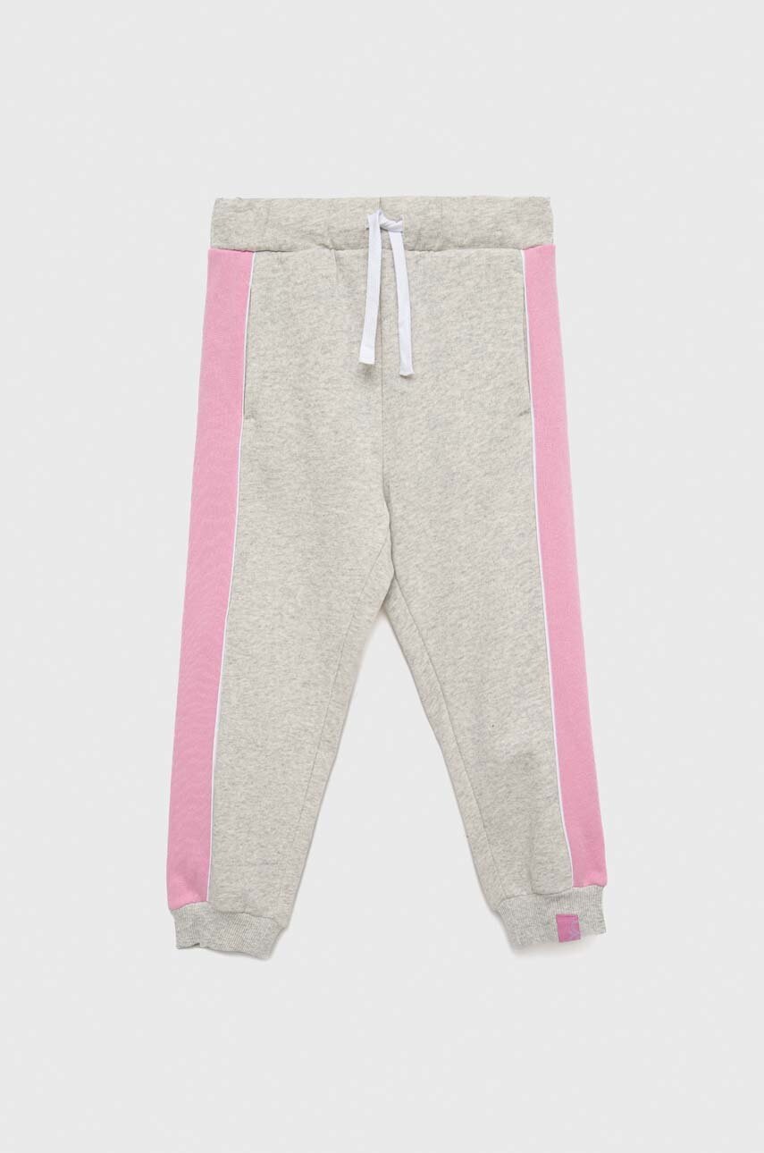 United Colors of Benetton pantaloni de trening din bumbac pentru copii culoarea gri, neted