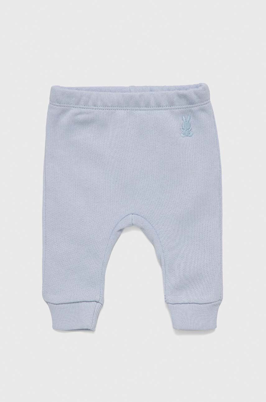 United Colors of Benetton pantaloni din bumbac pentru bebeluși neted