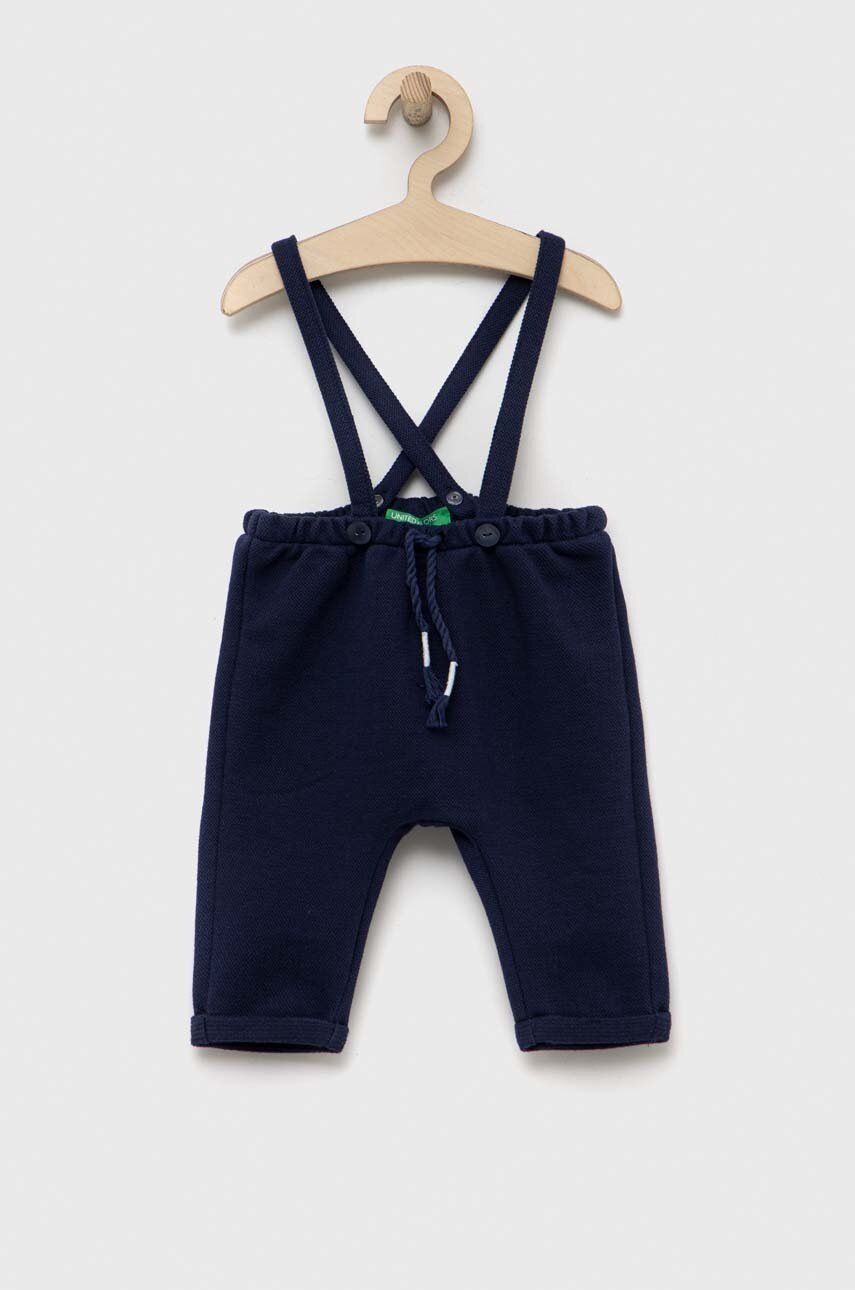 United Colors of Benetton pantaloni bebe culoarea albastru marin, neted