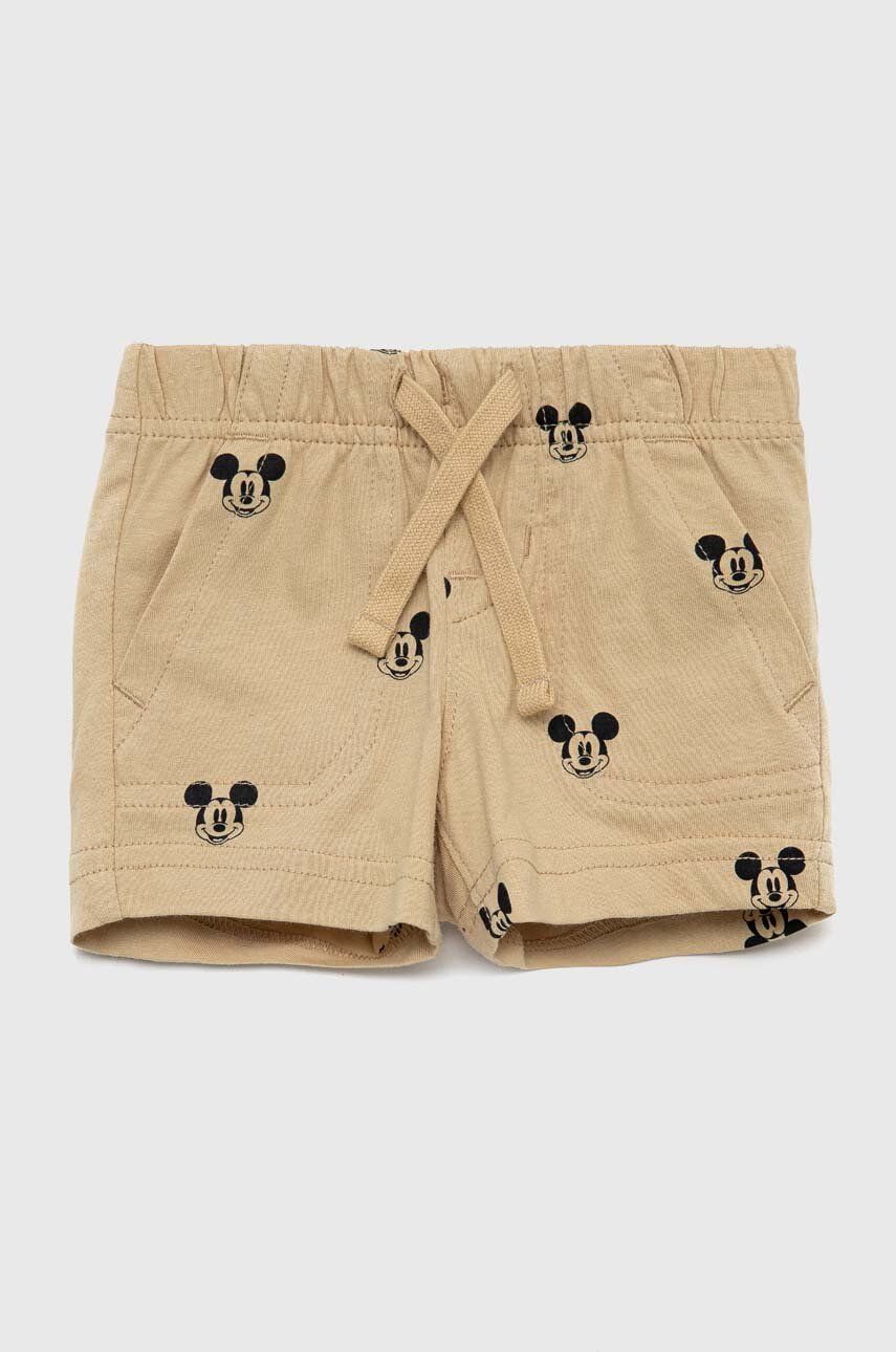 GAP pantaloni scurți din bumbac pentru bebeluși x Disney culoarea bej, modelator, talie reglabila