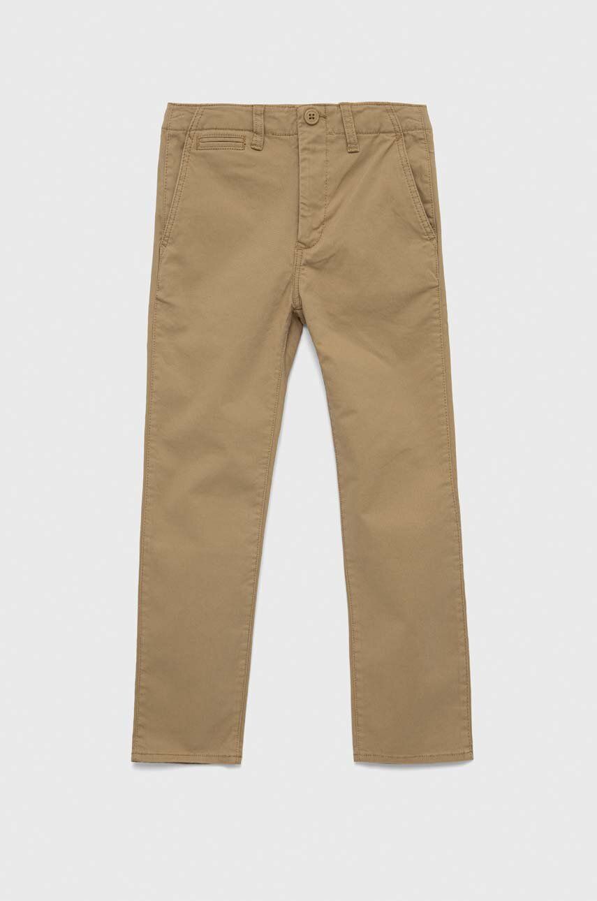 Dětské kalhoty GAP hnědá barva, hladké - hnědá -  98 % Bavlna