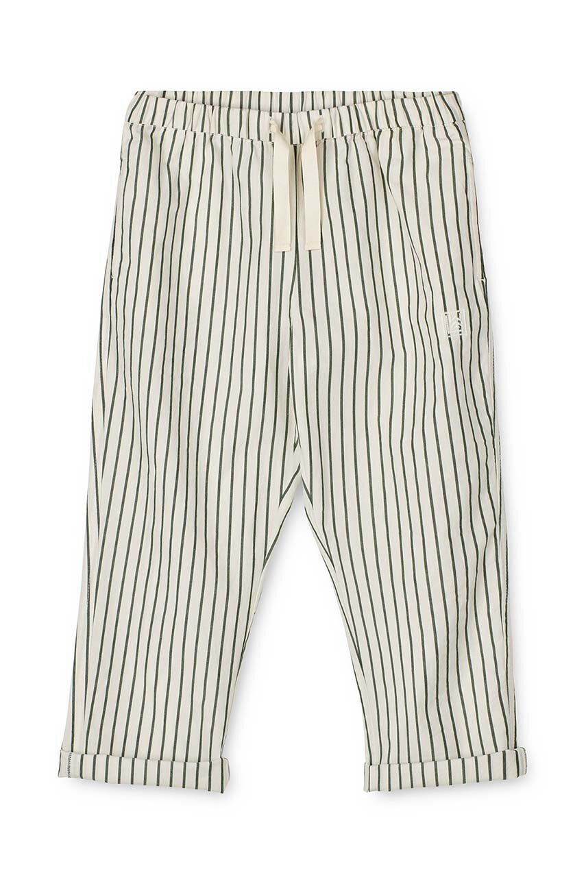 Dětské bavlněné kalhoty Liewood zelená barva, vzorované - zelená -  100 % Organická bavlna