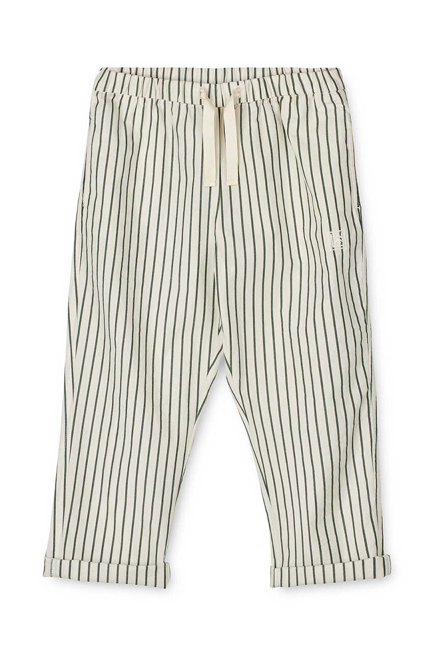 Liewood pantaloni de bumbac pentru copii culoarea verde, modelator