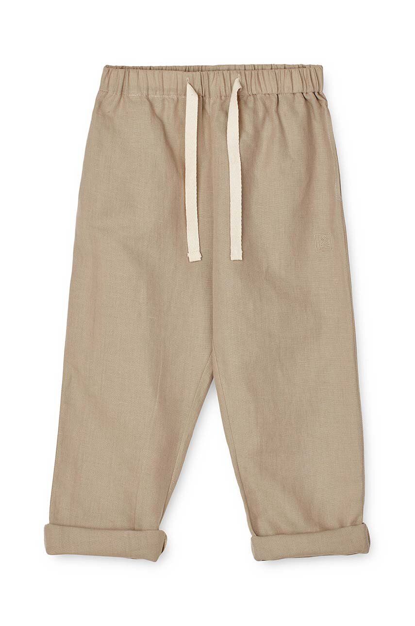 Dětské kalhoty Liewood béžová barva, hladké - béžová -  55 % Organická bavlna