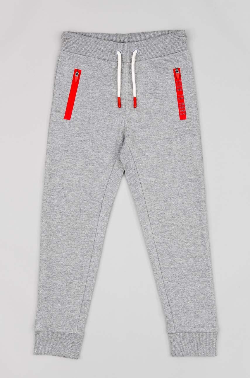 zippy pantaloni de trening pentru copii culoarea gri, neted