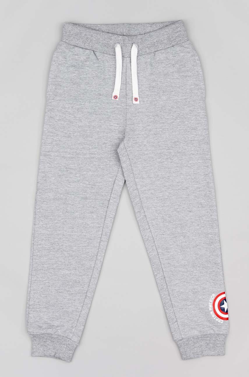 Детские хлопковые штаны zippy x Marvel цвет серый с принтом