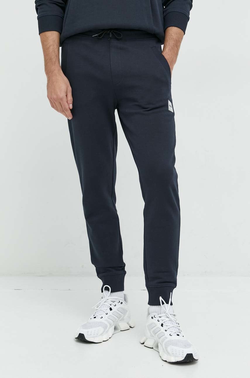 Hugo pantaloni de trening din bumbac barbati, culoarea albastru marin