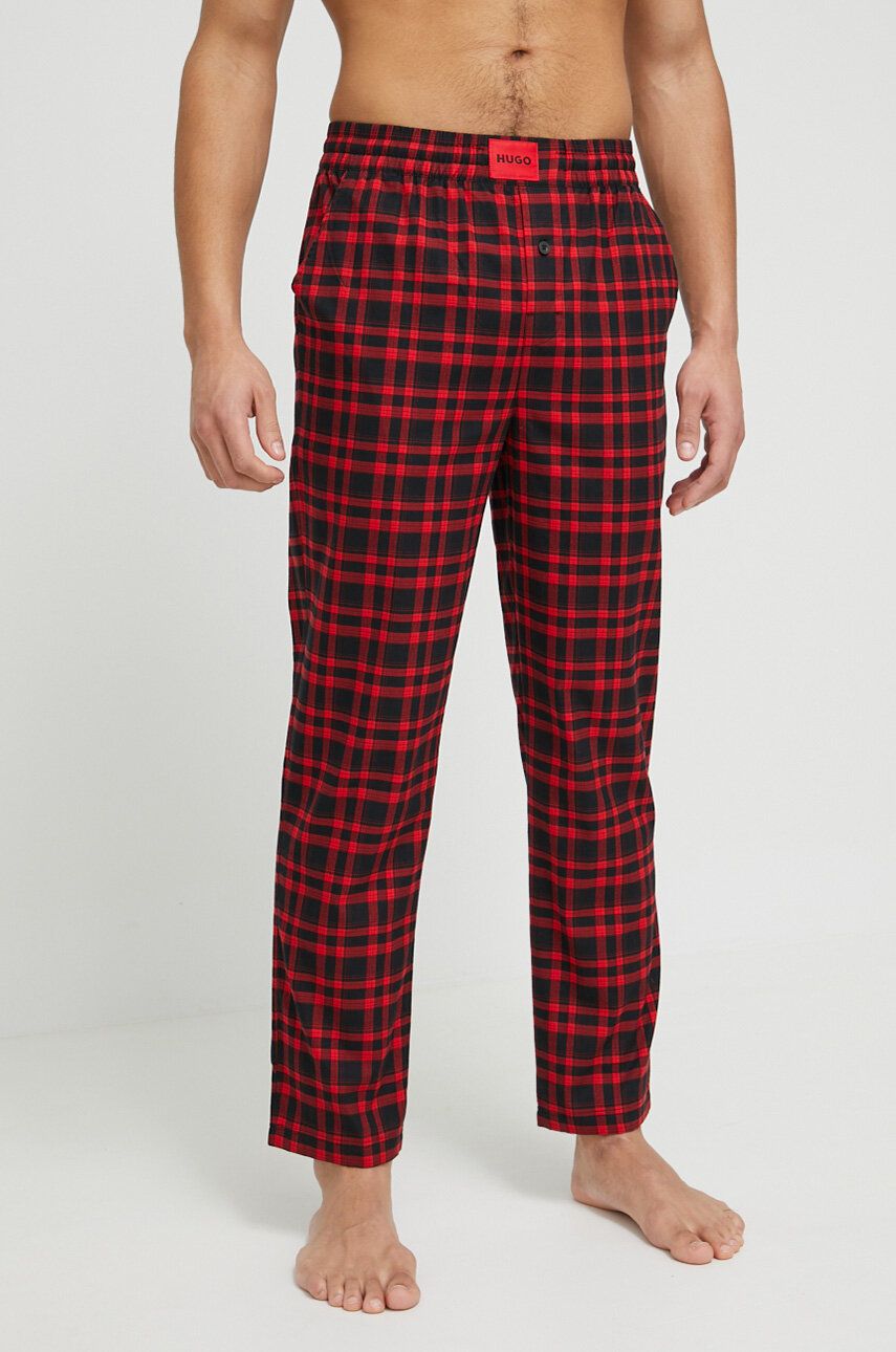 E-shop Bavlněné kalhoty HUGO červená barva