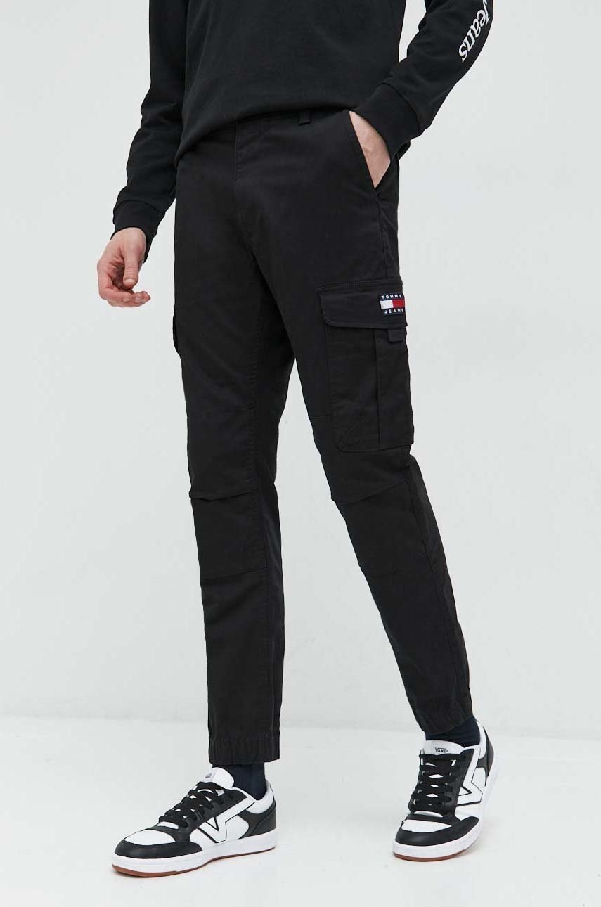 

Брюки Tommy Jeans мужские цвет чёрный со шнуровкой