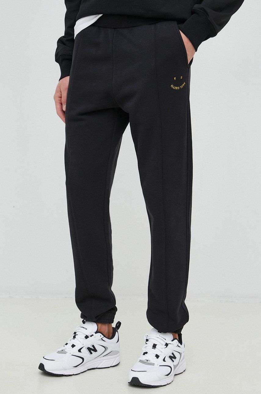 Ps Paul Smith Pantaloni De Trening Din Bumbac Barbati, Culoarea Negru, Cu Imprimeu