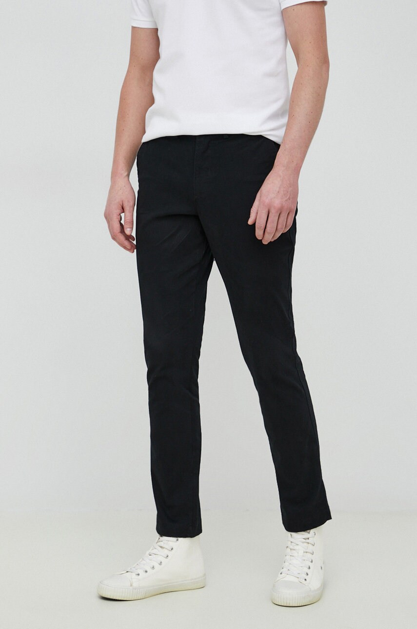 Gap pantaloni barbati, culoarea negru, drept