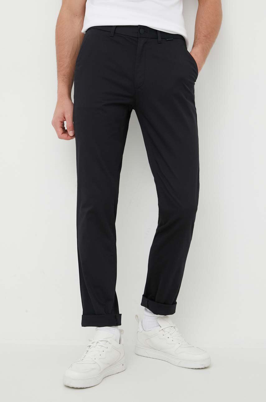 Levně Kalhoty Calvin Klein pánské, černá barva, přiléhavé, K10K110963